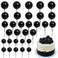 Rsstarxi Foam Ball Cake Toppers, 30 PCS Black Mini Balloon Picks for Baby Shower, Wedding, Birthday, Graduation Party Decorations