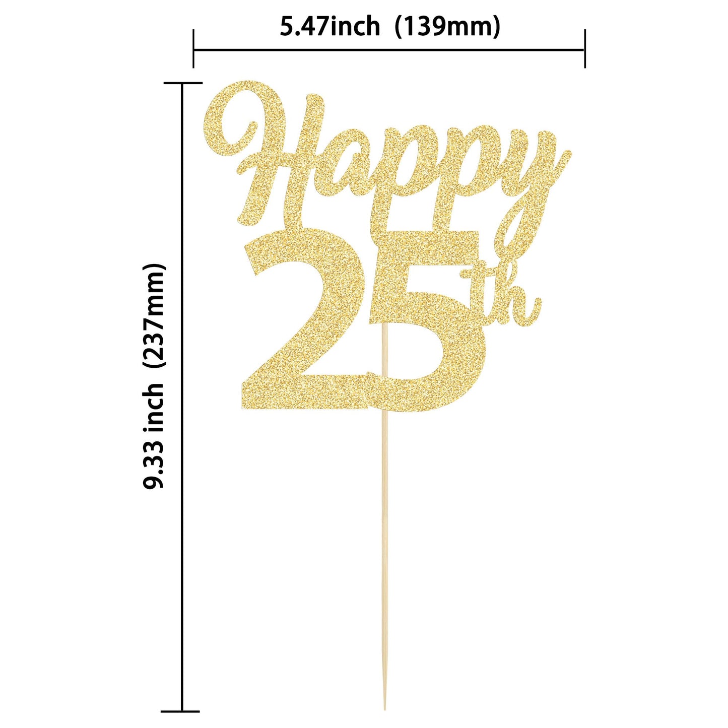 3Pcs Happy 25Th Birthday Cake Toppers Gold Glitter Number 25 Cake Decorations 25Th Birthday Cake Picks For Cheers To 25Th Birthday 25 Years Old Birthday Party Gift Decorations