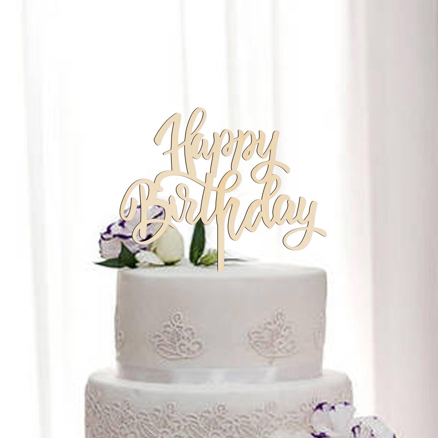 Notbadsys Wooden Happy Birthday Cake Decoration Plugin, Model S1-1MT, Color Wood