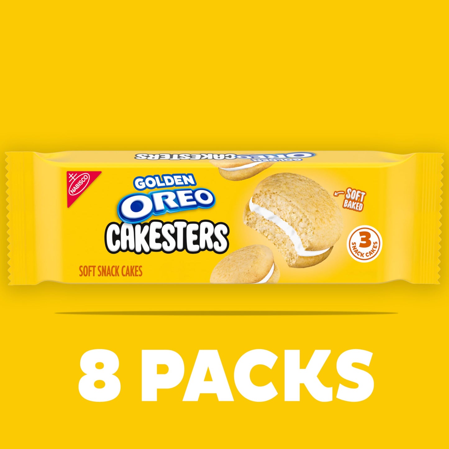Oreo Golden Cakesters Soft Snack Cakes, 8 Snack Packs, 3.03 oz Each