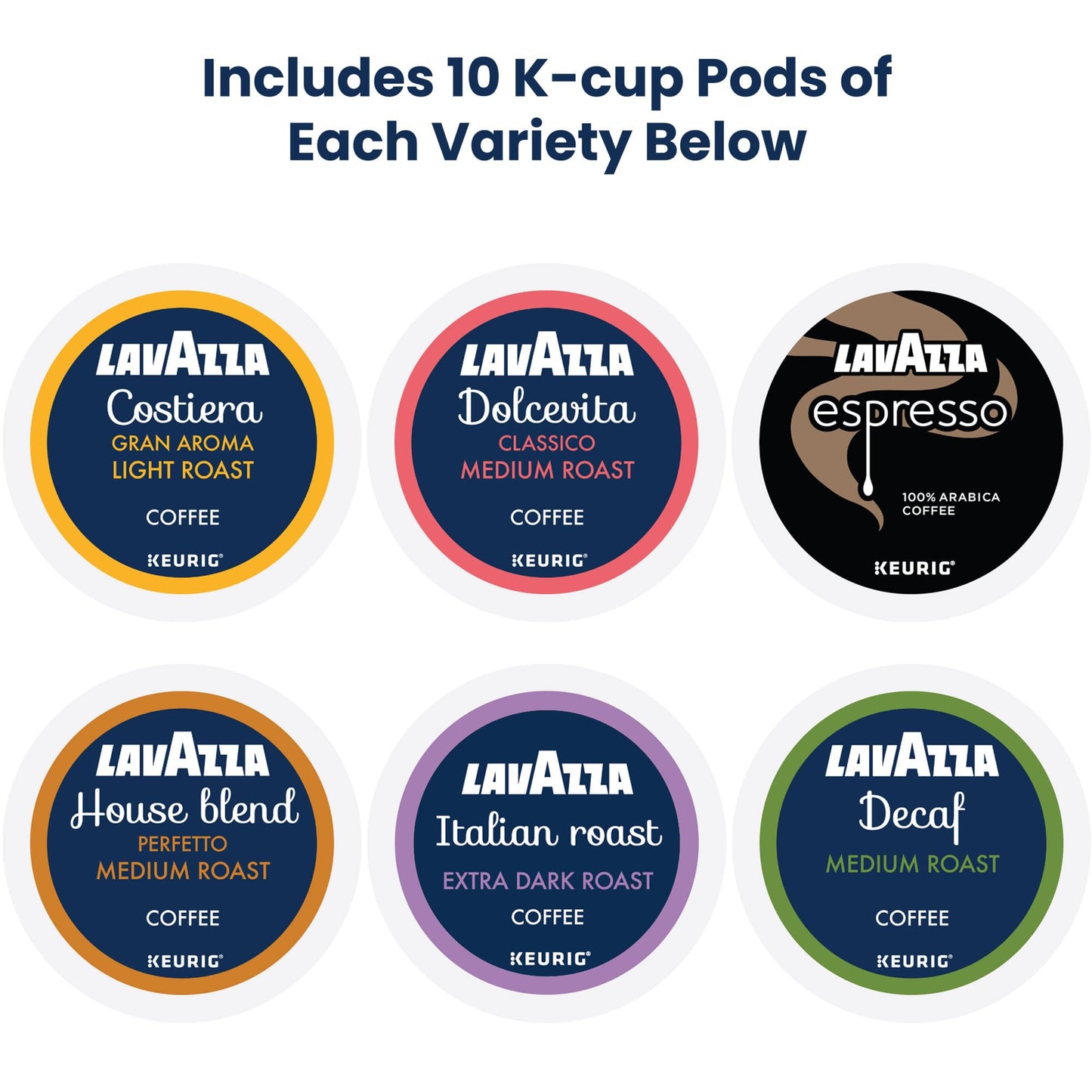 Lavazza Coffee Variety Pack, Keurig Single-Serve K-Cup Pods, 60 Count