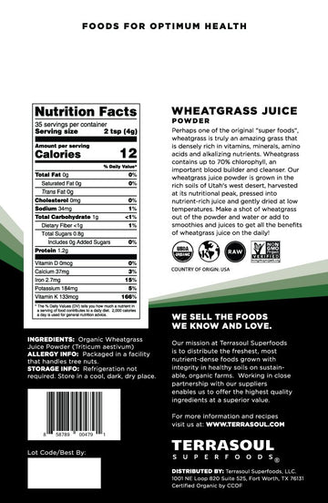Terrasoul Superfoods Organic Wheat Grass Juice Powder, 10 Oz (2 Pack) - Grown in Utah, Made from Concentrated Juice