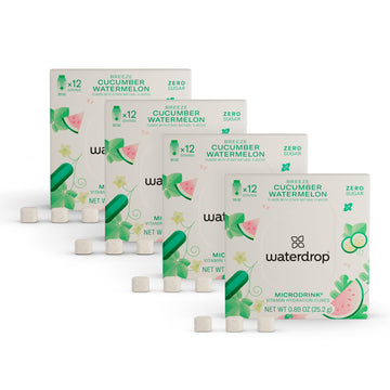 Waterdrop Hydration Cubes, Cucumber Watermelon, Vitamin C, B6 & Biotin, On The Go Water Enhancer Drops for Still & Sparkling Wat