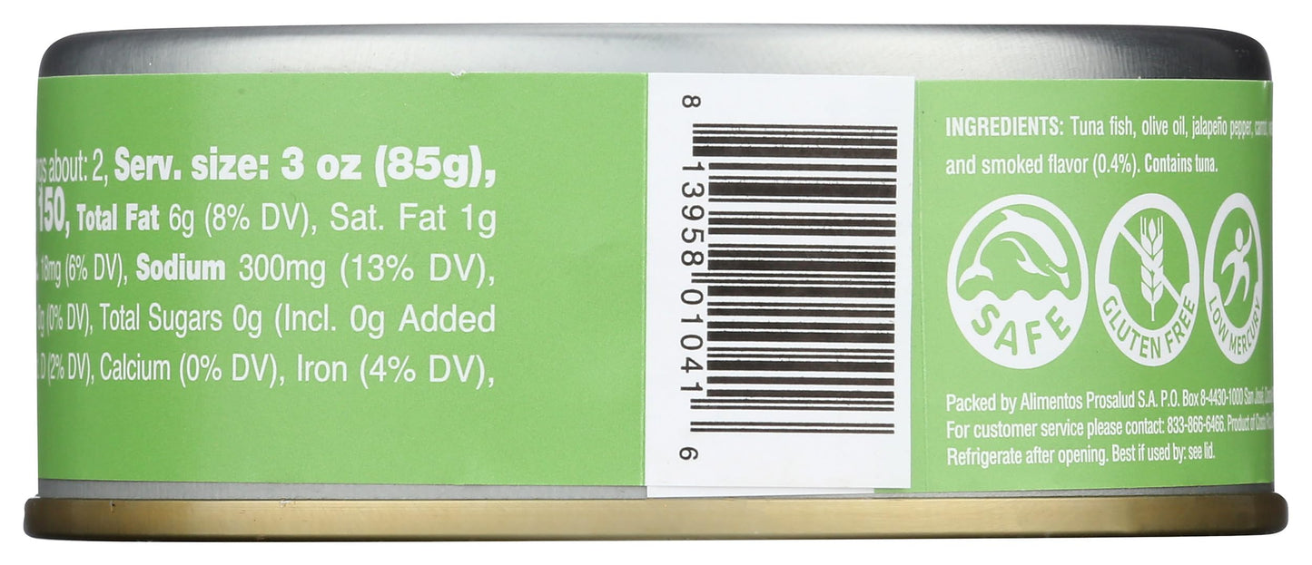 Tonnino Smoked Jalapeno Yellowfin Tuna - 4.94 Ounce - Premium Quality Seafood Snack