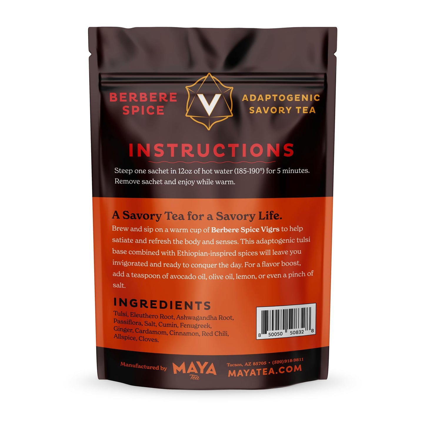 Vigrs Sipping Broth Adaptogenic Herbal Steep Sachets With Savory Seasonings, Berbere Spice Indian Flavor, Vegan, Keto, Gluten Fr