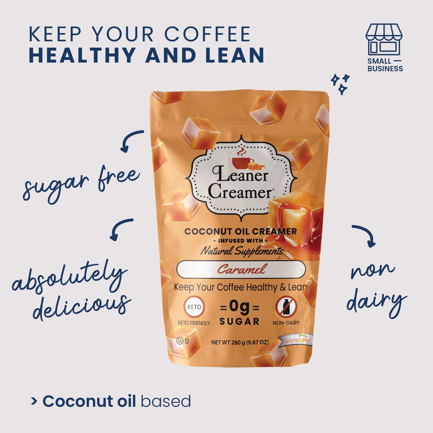 Leaner Creamer Coconut Creamer with Superfood Ingredients - Non-Dairy, Sugar-Free, Keto, Gluten-Free Powdered Coffee Creamer - C
