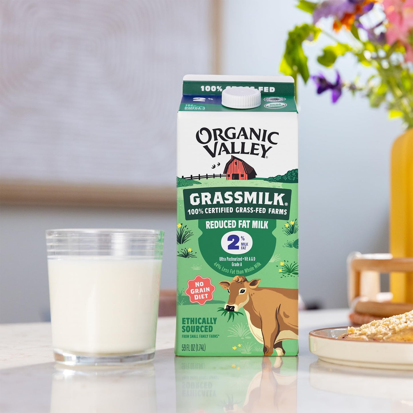Organic Valley Grassmilk Organic 2% (Reduced Fat) Milk - Organic, Grass Fed, Non GMO - 64 oz (Half Gallon)