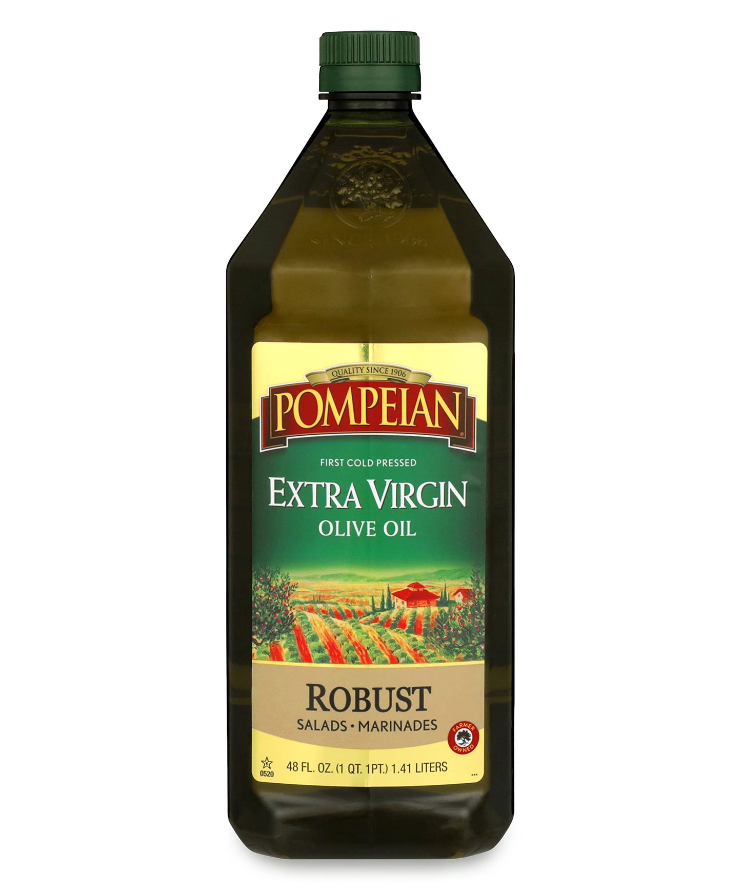 Pompeian Robust Extra Virgin Olive Oil, First Cold Pressed, Full-Bodied Flavor, Perfect for Salad Dressings & Marinades, 48 FL. 
