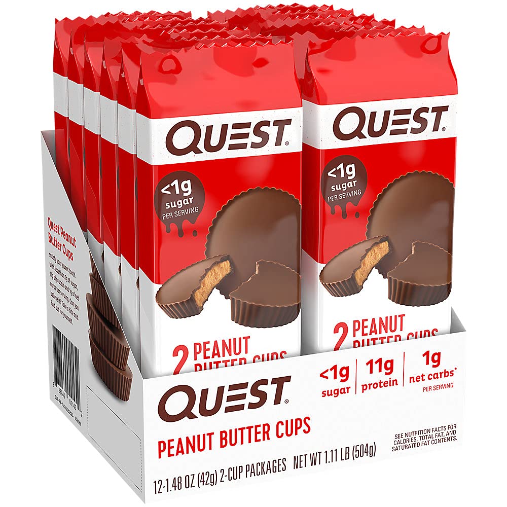 Quest Nutrition High Protein Low Carb, Gluten Free, Keto Friendly, Peanut Butter Cups, 12 Count (Pack Of 1) (Total- 17.76 Ounce)