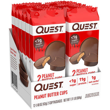 Quest Nutrition High Protein Low Carb, Gluten Free, Keto Friendly, Peanut Butter Cups, 12 Count (Pack Of 1) (Total- 17.76 Ounce)