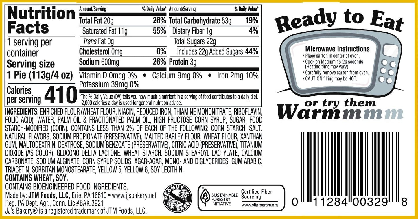 Jjs Bakery Snack Pies, Nut-Free Facility, Kosher Parve, Pack Of 12 (Banana Cream)
