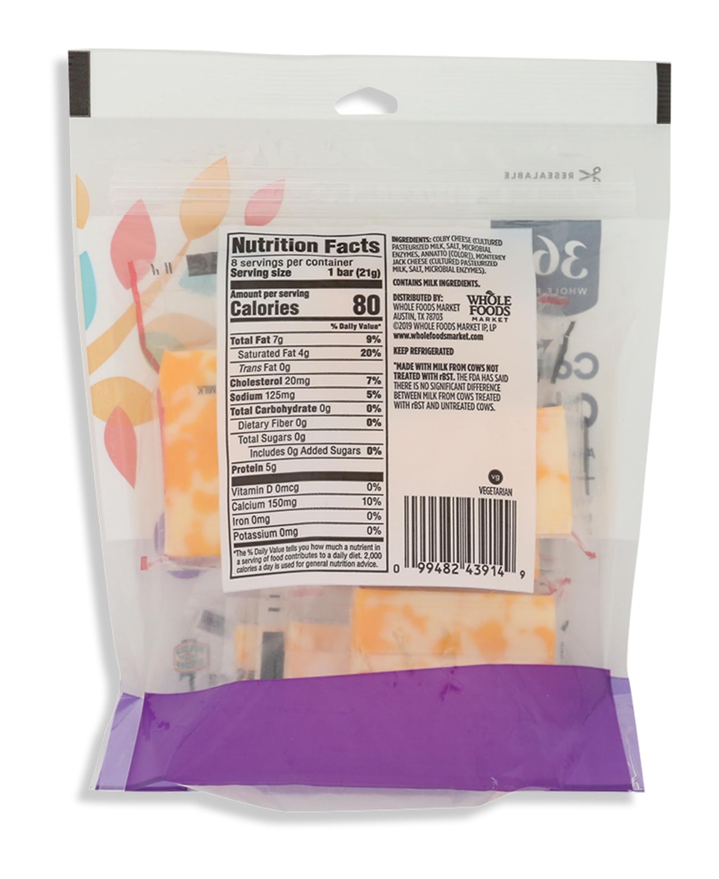 365 by Whole Foods Market Mild COLBY Cheese Bar Snack, 6 OZ