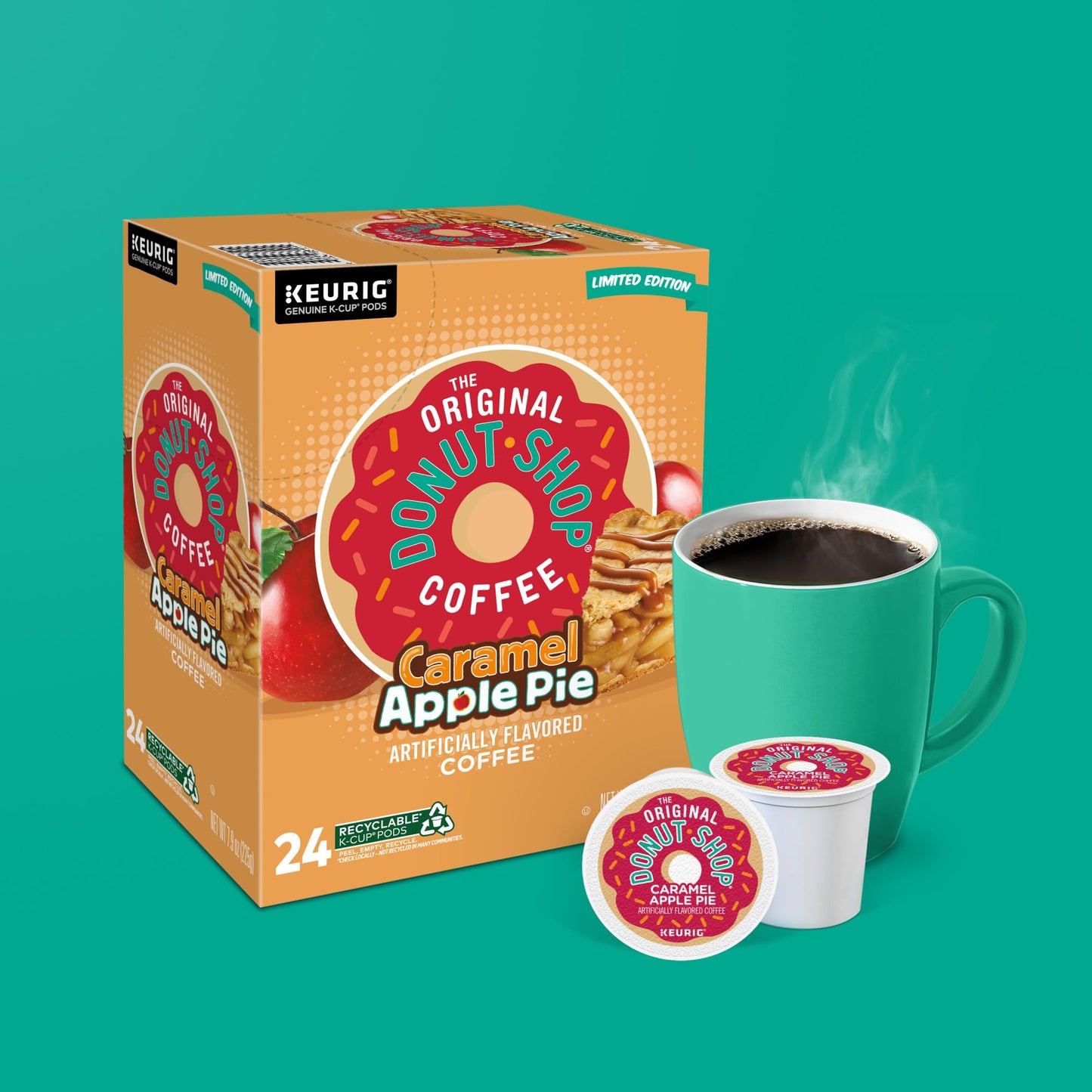 The Original Donut Shop Caramel Apple Pie Coffee, Keurig K-Cup Pod, Light Roast, 96 Count