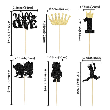 24Pcs Where The Wild Things Are Inspired Cupcake Toppers Glitter Crown Wild One Cupcake Picks For Baby Shower Kids 1St Birthday