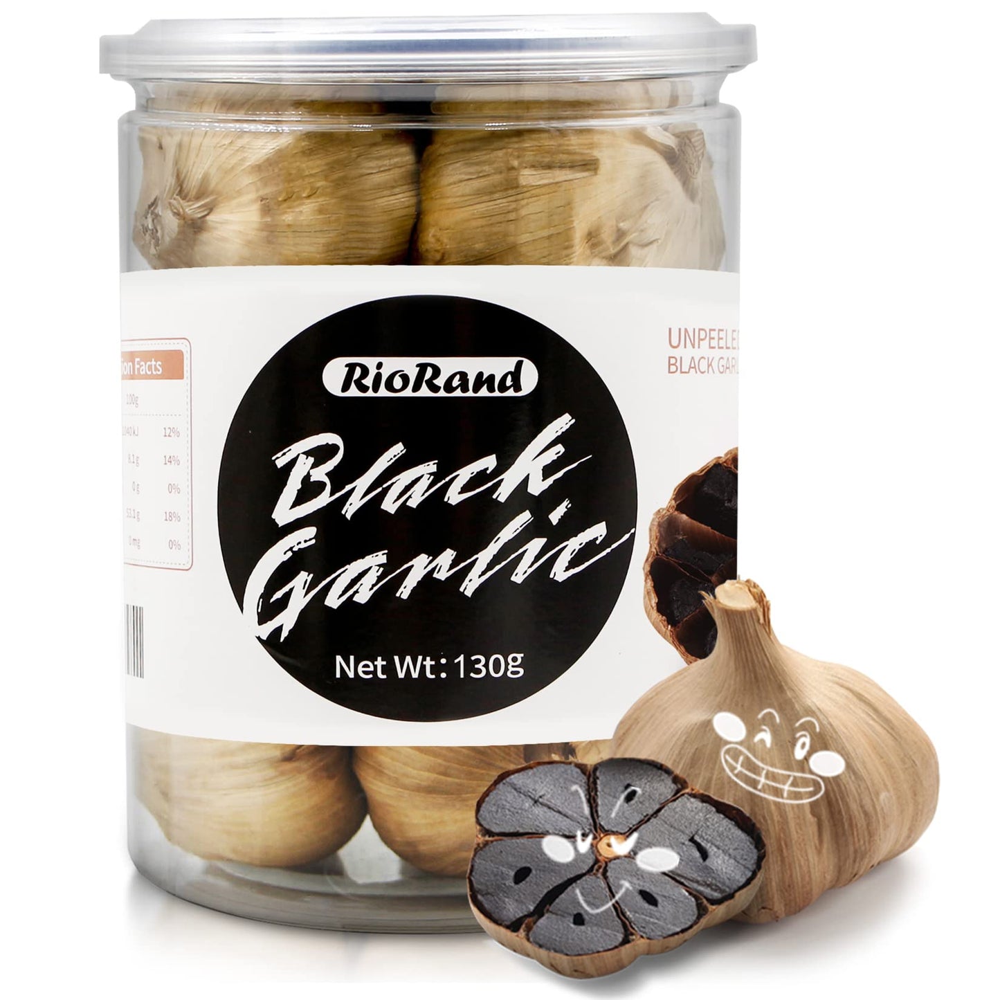 RioRand Black Garlic 130g Whole Black Garlic Aged for Full 90 Days Black Garlic Jar 0.28 Pounds