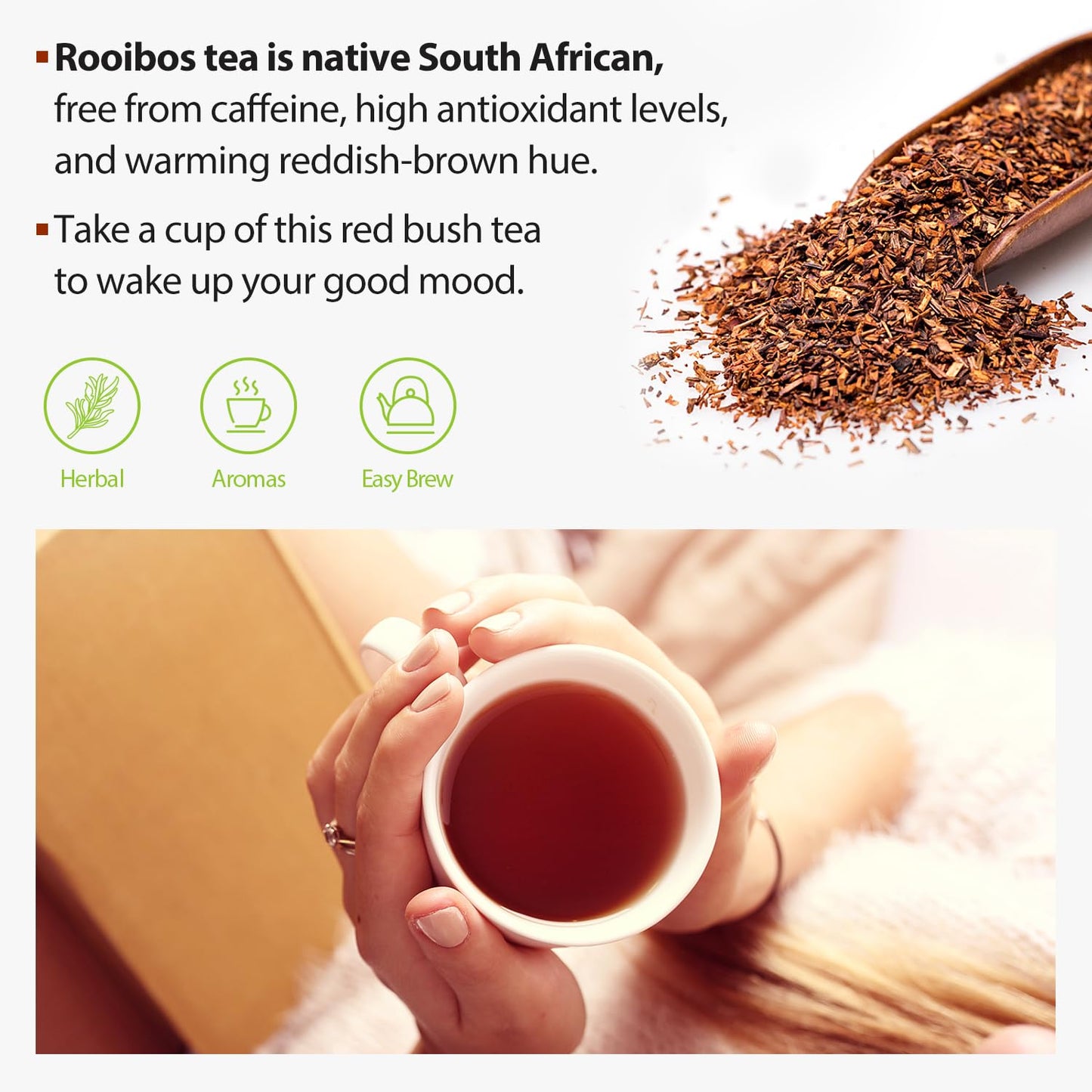 Soeos Organic Rooibos Tea  200 Teabags (2 Packs)  Naturally Caffeine Free  USDA and Non GMO Certify  Smooth and Robust Flavor  Excellent for Hot or Iced Brew  18oz (500g)