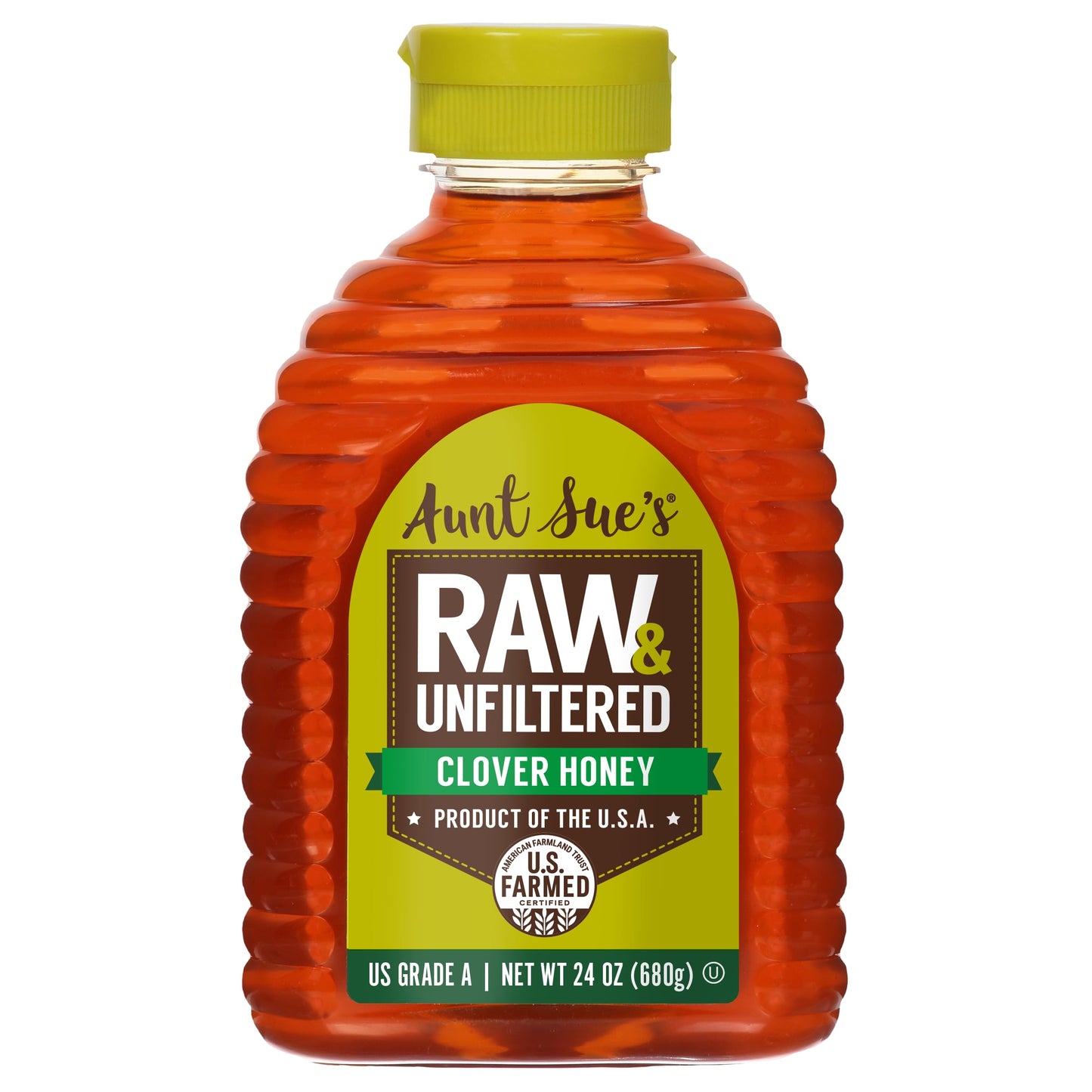 Aunt Sues Raw & Unfiltered Clover Honey, 24 Ounce (1.5 LB), Pure Honey from Local USA Beekeepers