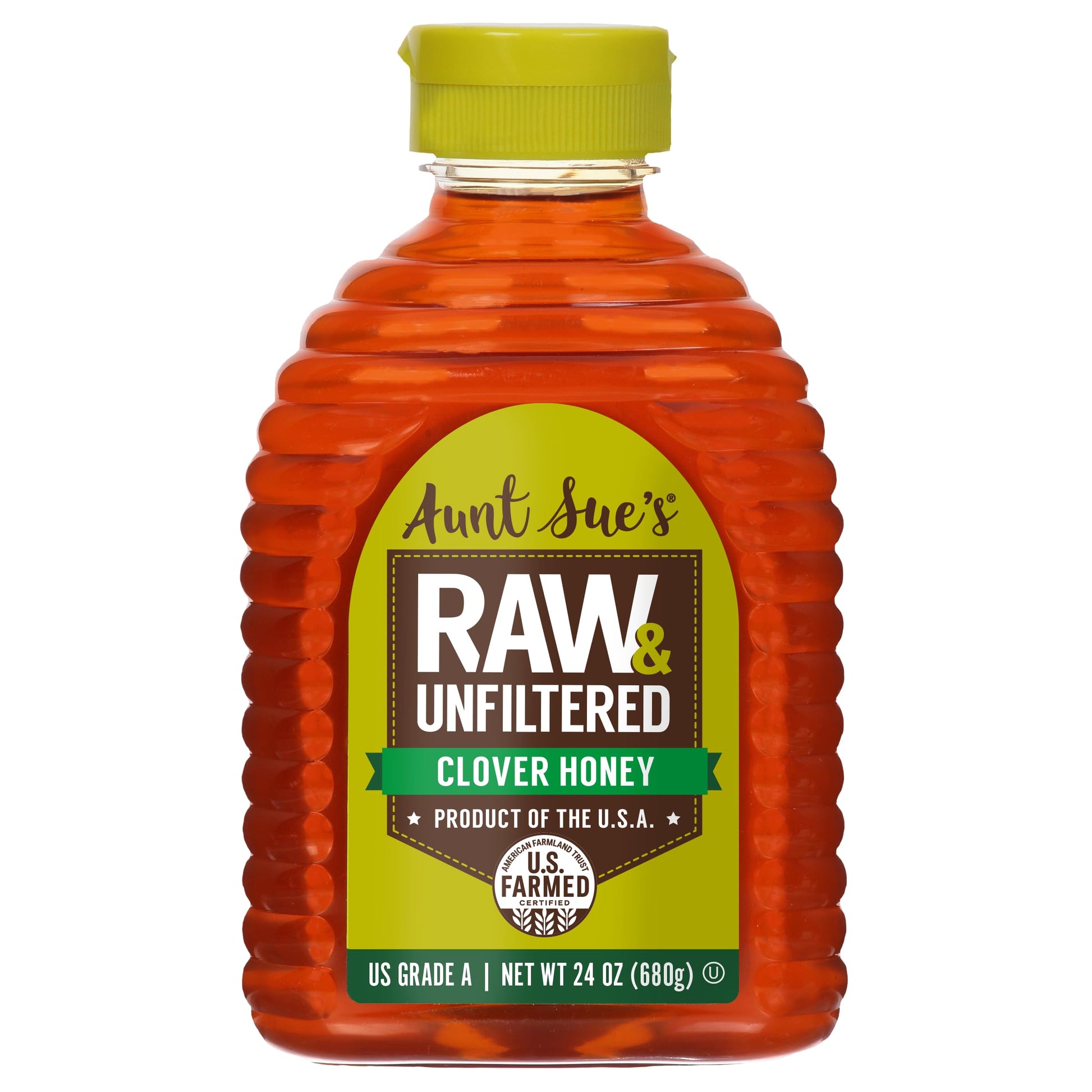 Aunt Sues Raw & Unfiltered Clover Honey, 24 Ounce (1.5 LB), Pure Honey from Local USA Beekeepers