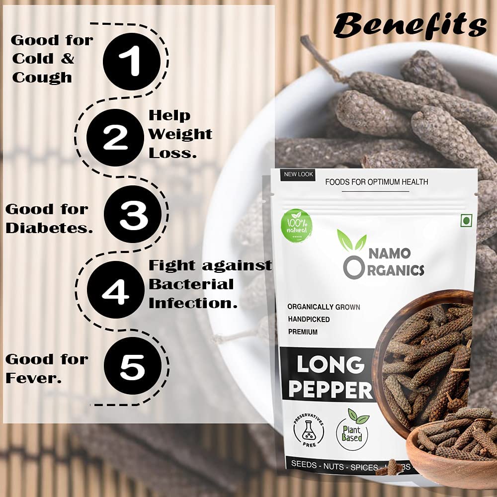 Namo Organics - Whole Long Pepper - 75 Gm Pipal/Pippali - Jumbo Size Fresh Harvest (75 Gm)