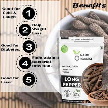 Namo Organics - Whole Long Pepper - 75 Gm Pipal/Pippali - Jumbo Size Fresh Harvest (75 Gm)