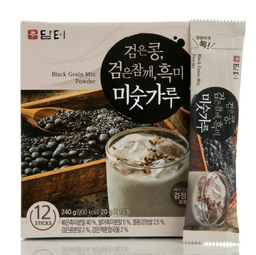 Damtuh Misugaru Black Mixed Grain Powder Drink, 20g x 12 Sticks, Traditional Multigrain Meal Replacement Shake
