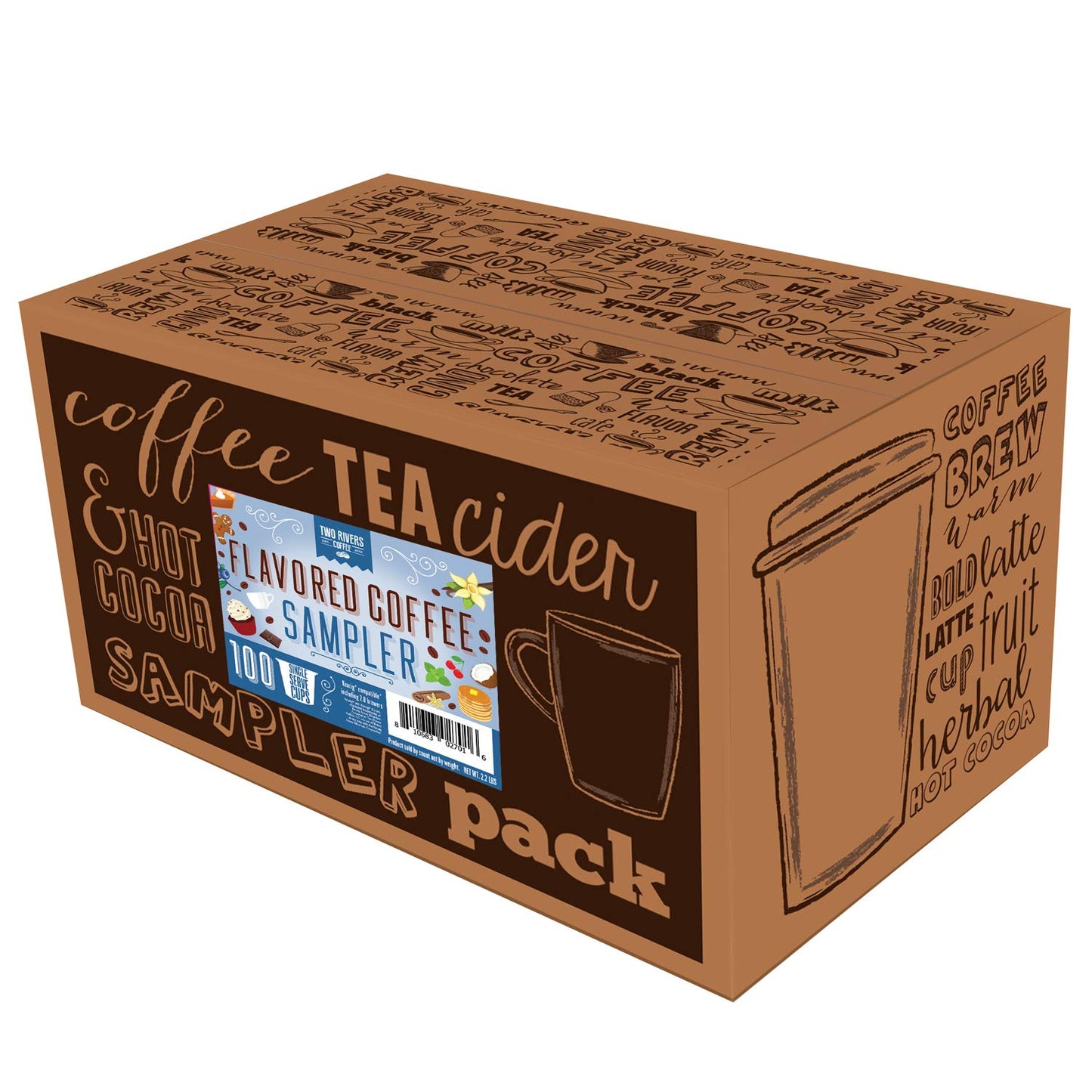 Two Rivers Coffee Pods Compatible with K Cup malt-inspired, Assorted Flavors, 100 Count, Model TRC FS100