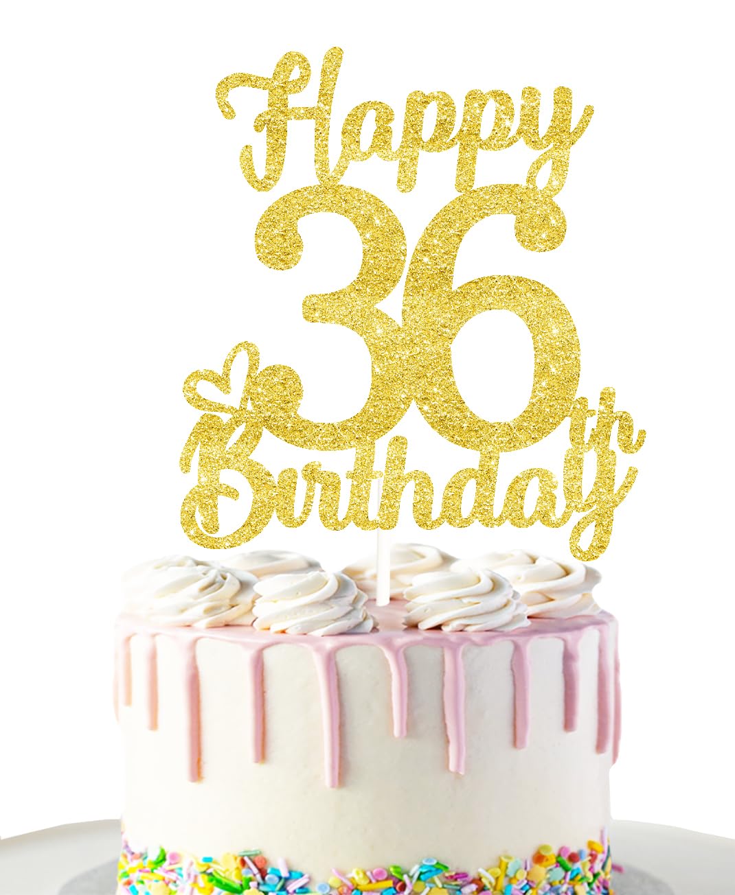 36 Birthday Cake Toppers-Gold Glitter, 36Th Cake Topper For Men,36 Cake Topper For Women, 36Th Birthday Decorations,36Th Birthda