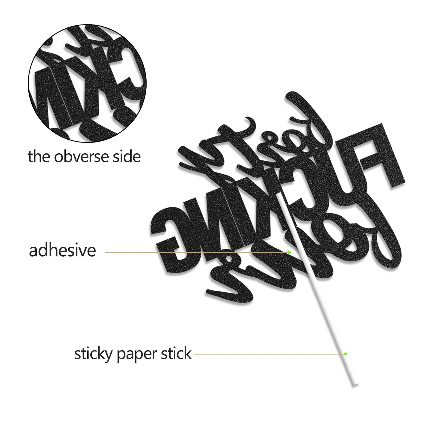 Forty Four Black Glitter Cake Toppers 44 Years Old 44Th Birthday Party Decorations Supplies