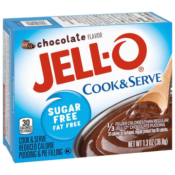 Jell-O Chocolate Pudding, Cook & Serve, Sugar Free, 1.3 Ounce Box, 3 Packs