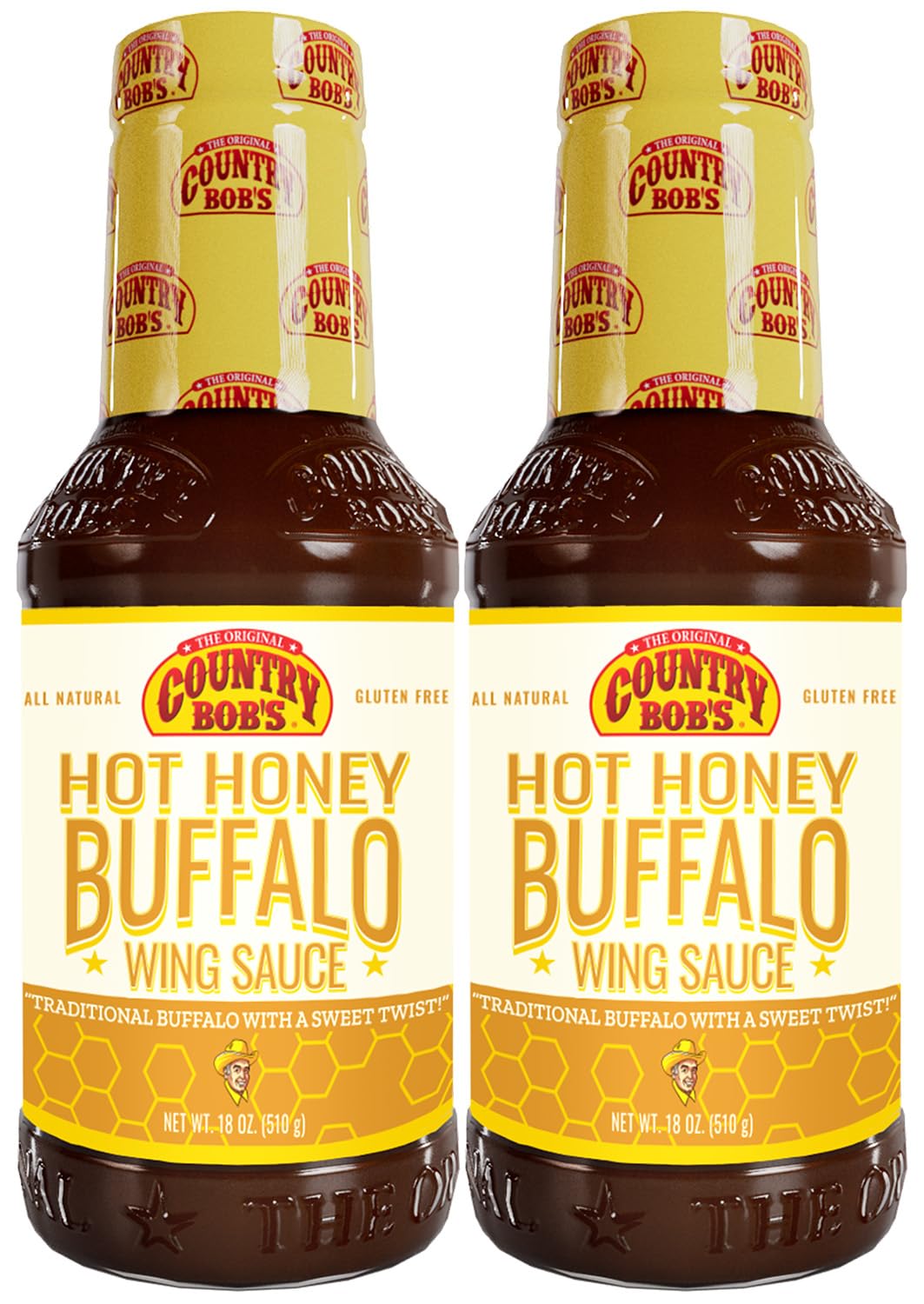 Country Bob's Hot Honey Buffalo Wing Sauce - Traditional Buffalo with Sweet Twist, Small Batch, Ideal for Grilling, Frying, Baki