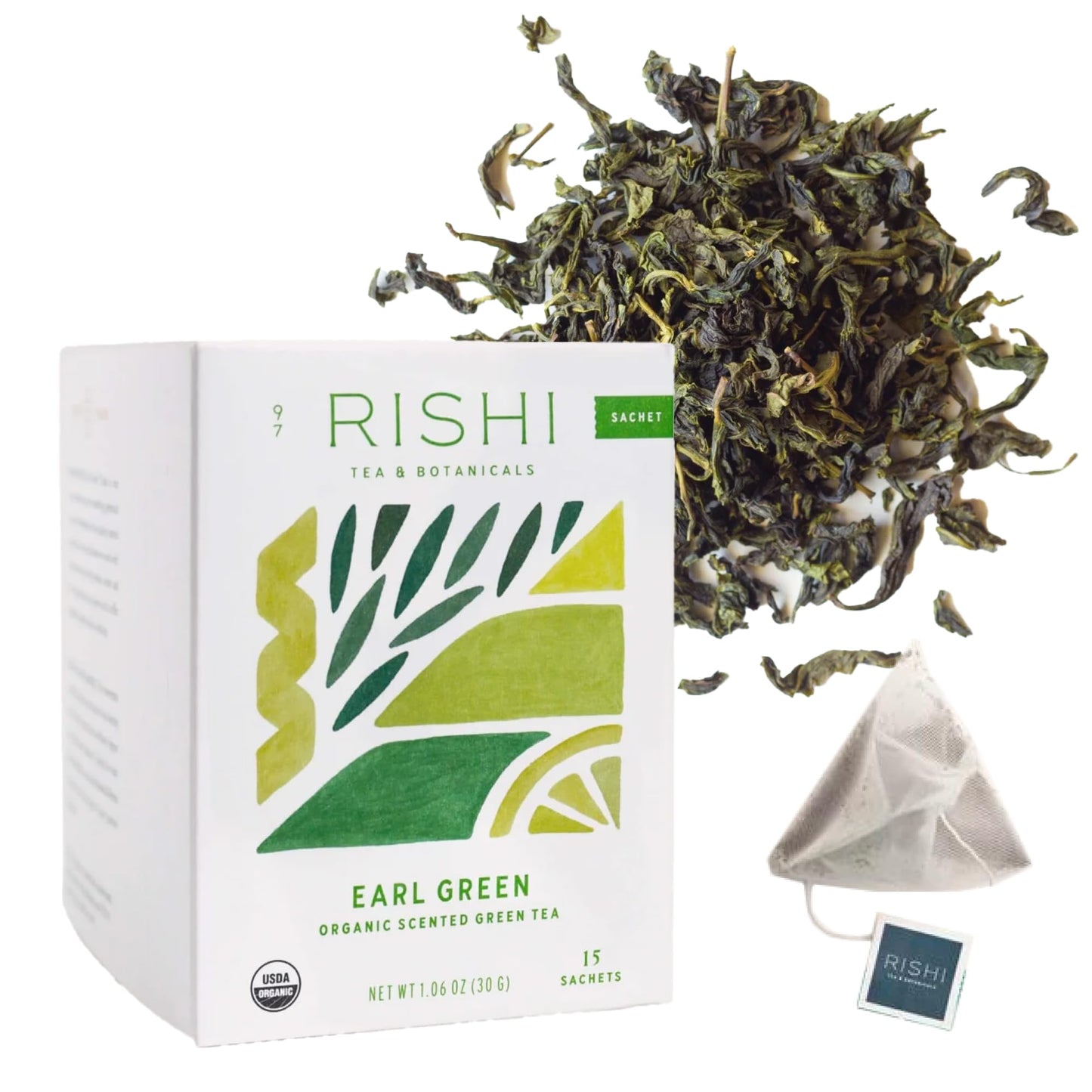 Rishi Tea Earl Japanese Green Tea with Bergamot, Organic, Low Caffeine, Sachet Bags, 15 Count, Model 0741391980808
