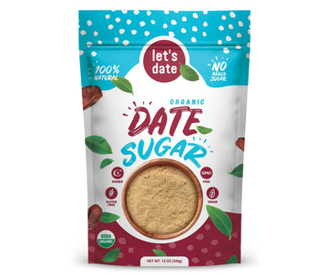 Lets Date Organic Date Sugar, 12oz, Brown, Vegan, Gluten Free, Non-GMO, Natural Sweetener, Baking Sugar Alternative