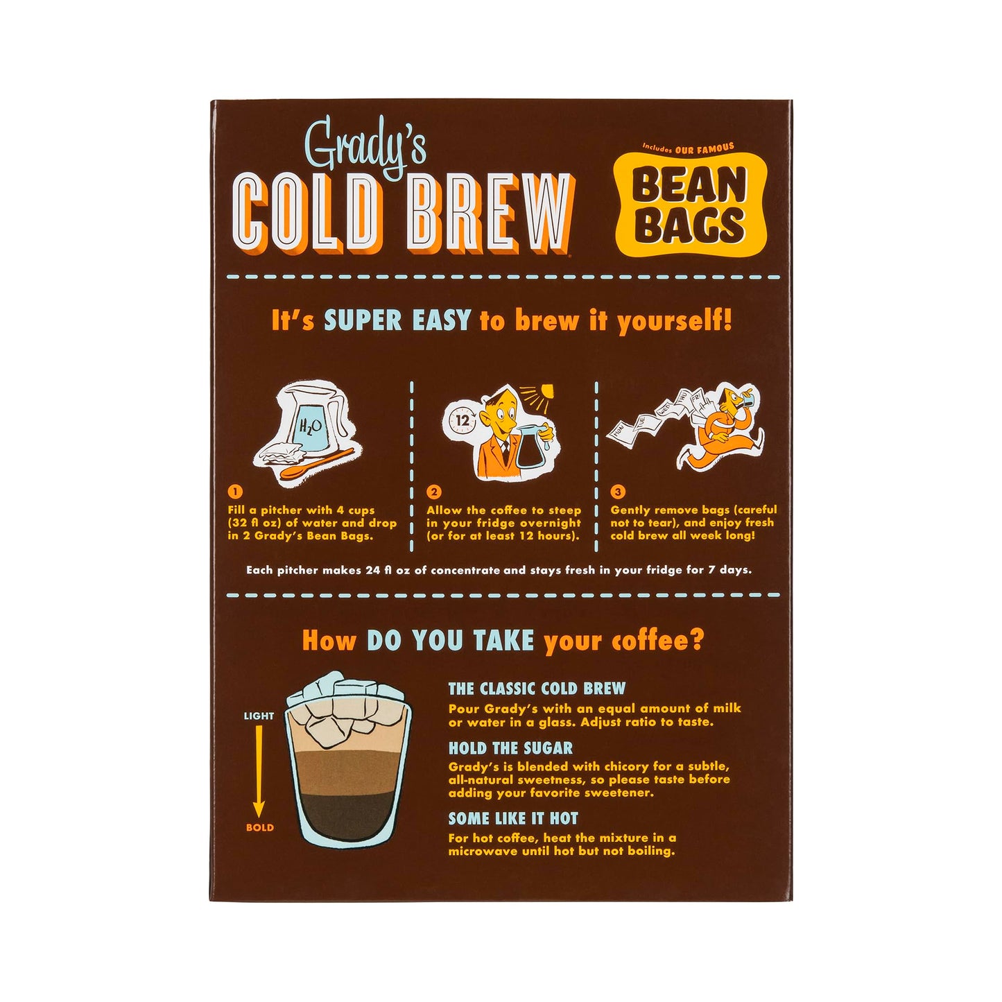 GRADYS COLD BREW, New Orleans Style - DECAF, 100% Arabica Ground Coffee & Chicory Pouches, TWO Bundles of 4 Easy-to-Brew Bean Ba
