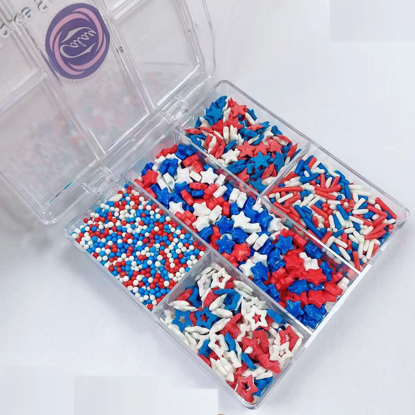 Sentovac Patriotic Sprinkles Red White And Blue Nonpareils Jimmies Star Mix Edible Sprinkle For Cake Decorating Candy Cookie Bak