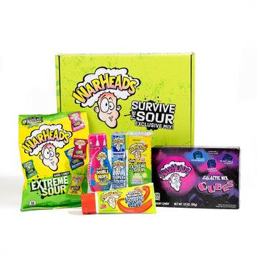 WARHEADS Survive The Sour Specialty Box - Sour Candy Challenge Variety Pack - 6 Candies of Different Levels of Sour for All Sour