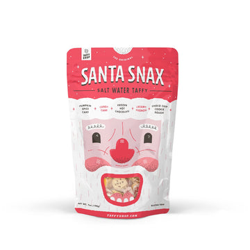 Taffy Shop Santa Snax Personal (7Oz) Salt Water Taffy | Christmas Flavors Include Candy Cane, Creamy Eggnog, Pumpkin Spice Cake,
