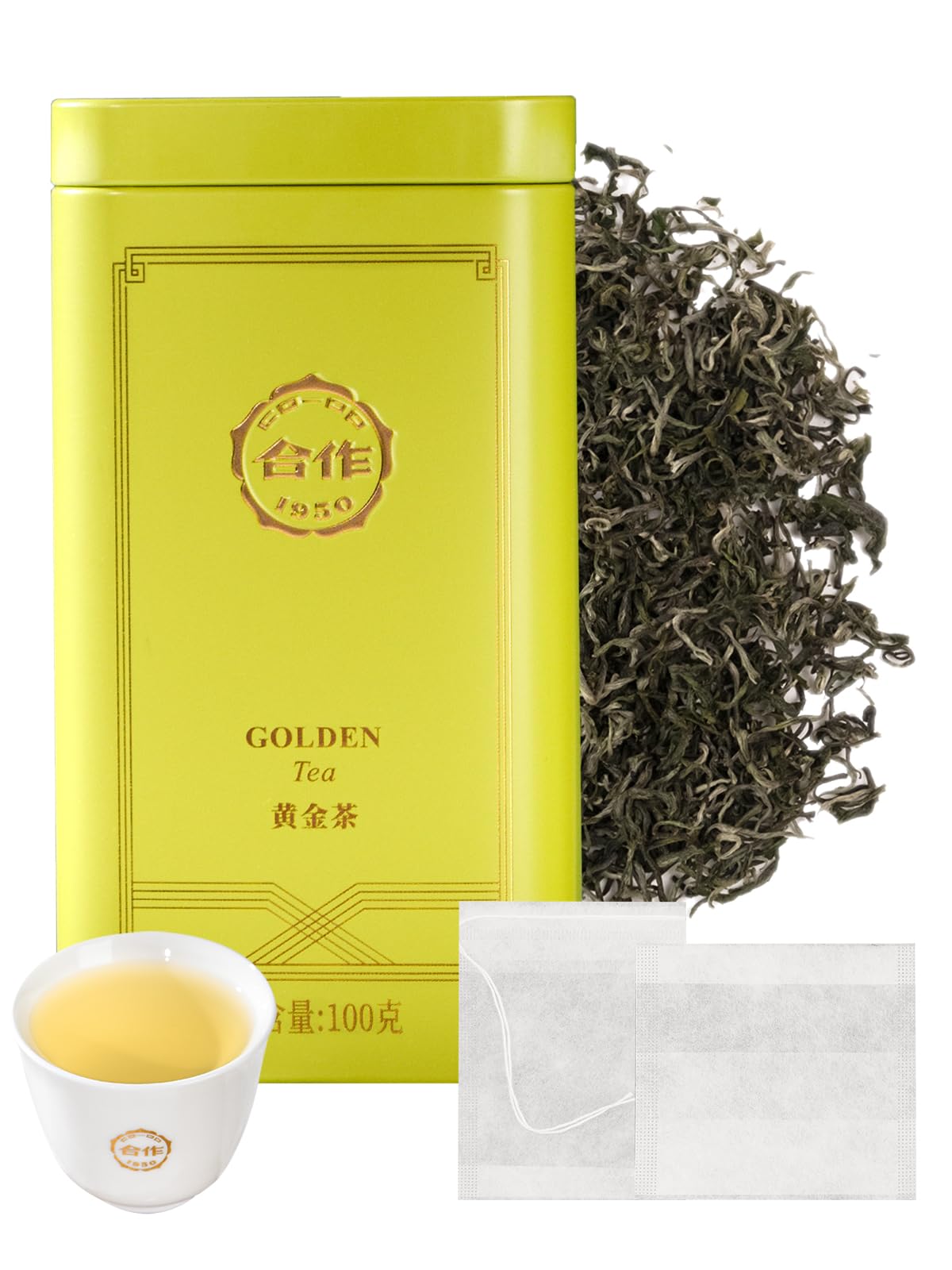 Loomica Loose Leaf Green Tea, High Mountain, 100g Tin, Naturally Smooth, Rich in Antioxidants, Includes 20 Empty Tea Bags