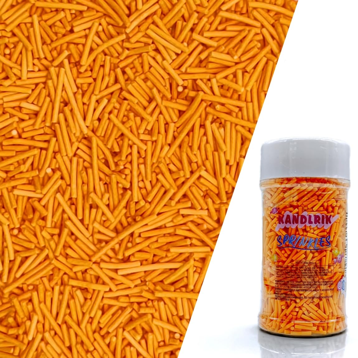 Orange Jimmy Sprinkles Edible Mix Size Jimmies Cake Decorations Soft Jimmies for Topping Ice Cream, Cookies, Cakes, Wedding Part