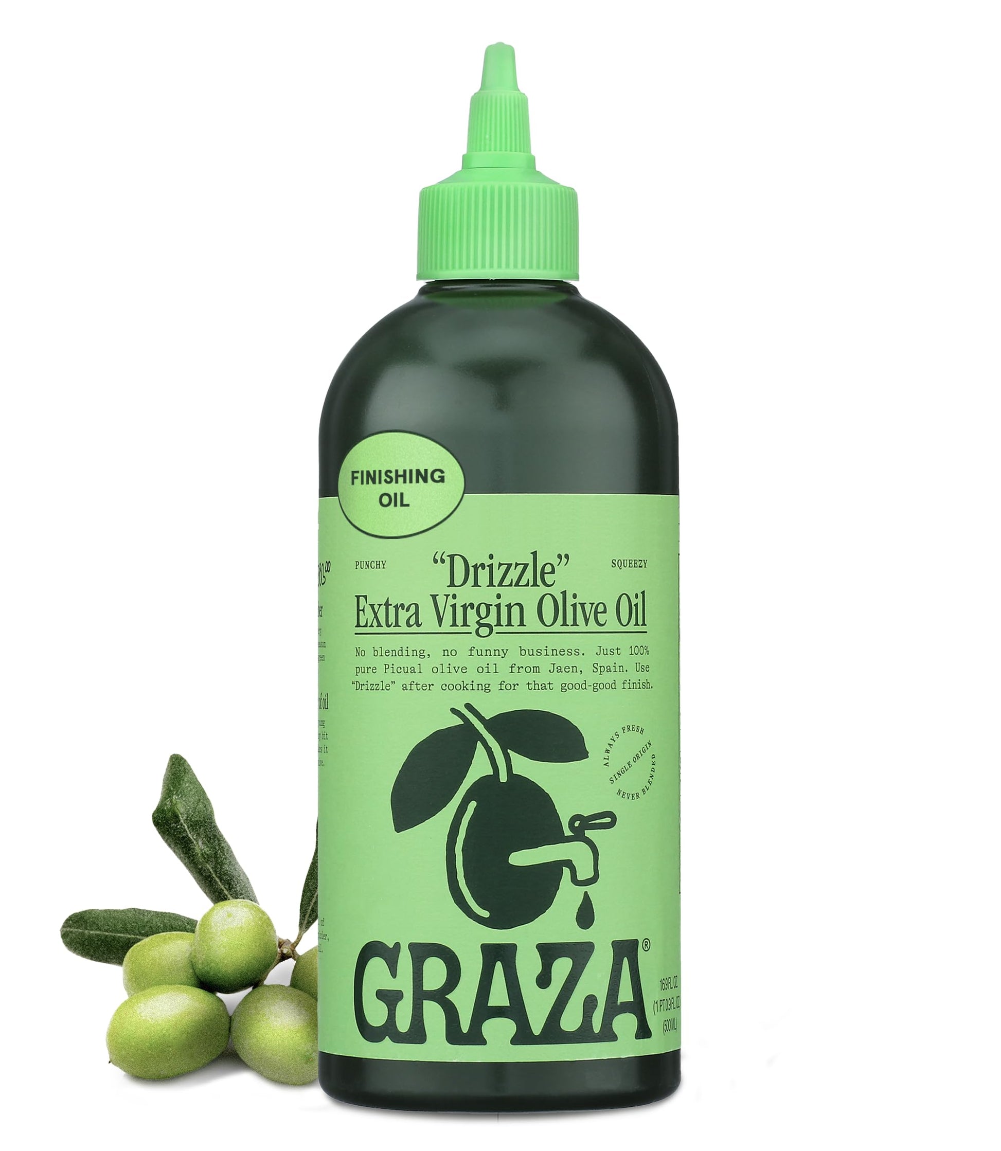 Graza Drizzle Extra Virgin Olive Oil, Finishing Oil - High Polyphenol Early Harvest EVOO Finishing Oil in a Squeeze Bottle - Sin