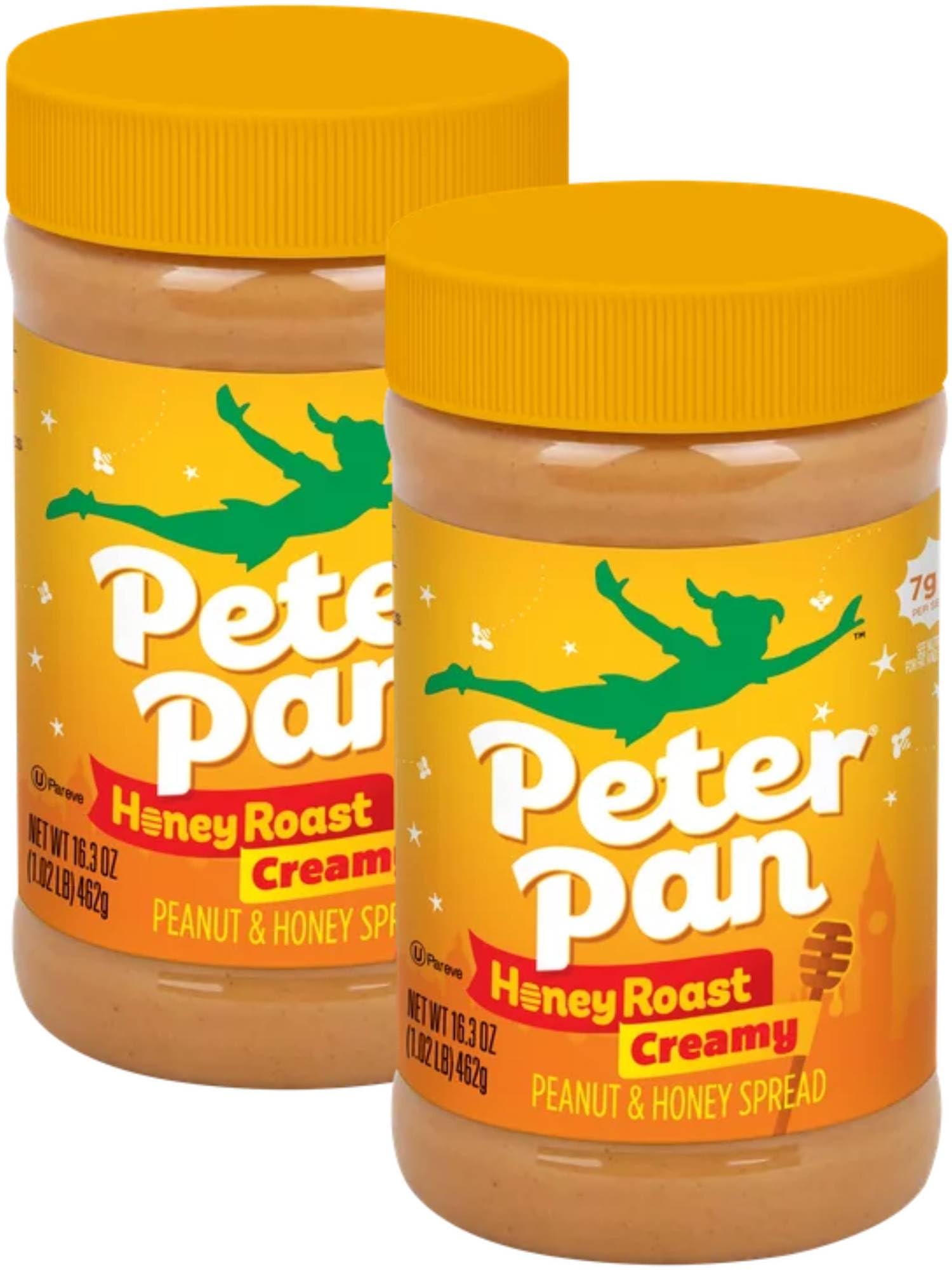 Honey Roast Creamy Peanut And Natural Honey Spread, 16.3 Ounce Plastic Jars (Pack Of 2)