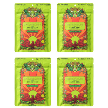 Vacadillos Beef Jerky Snack Packs Carne Seca, Chile Lime 4-Pack