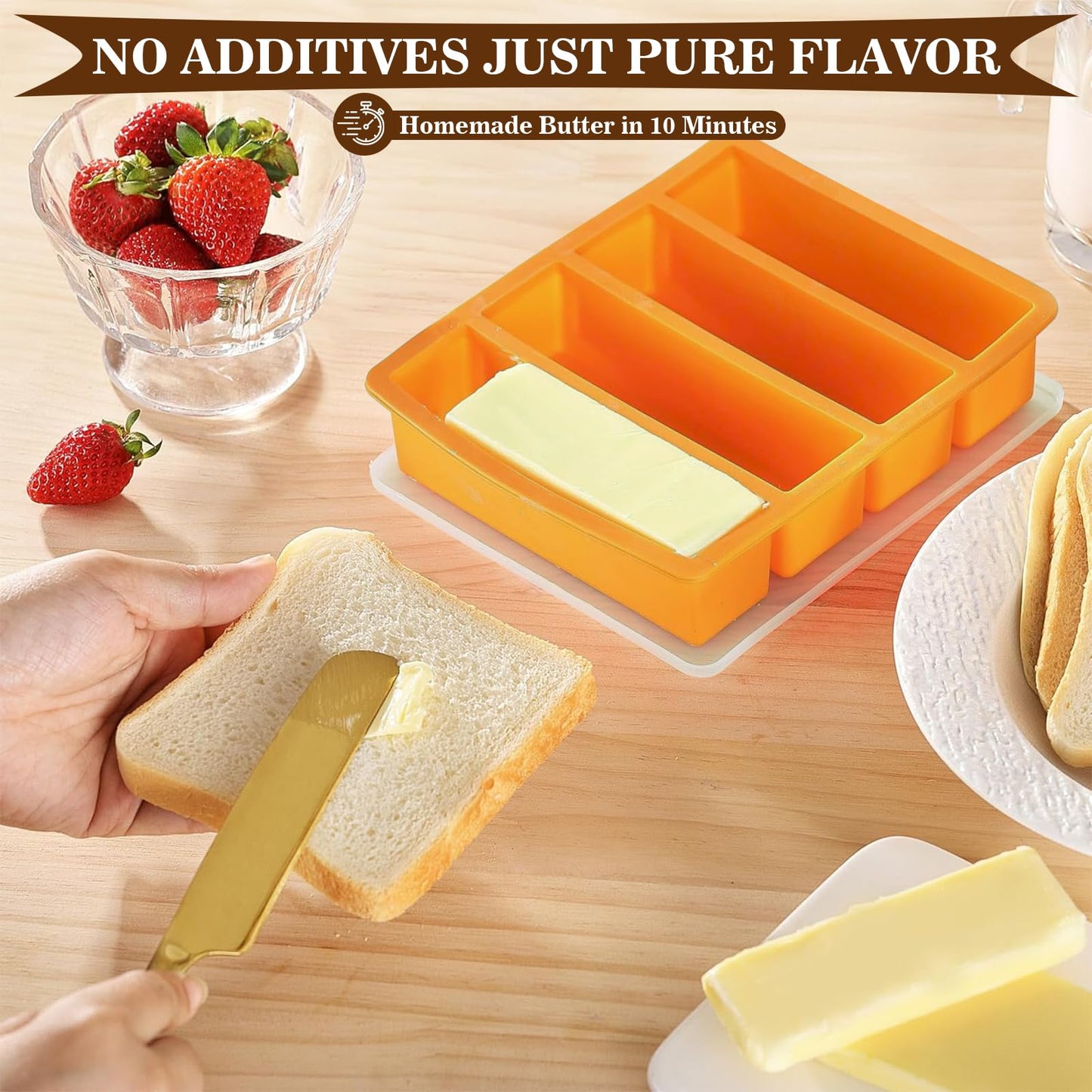 Tanedar Pro Butter Churner Set - 35oz Glass Jar, Anti-Slip Mat, Cheesecloth, Butter Mold & 2 Paddles - DIY Kitchen Gift