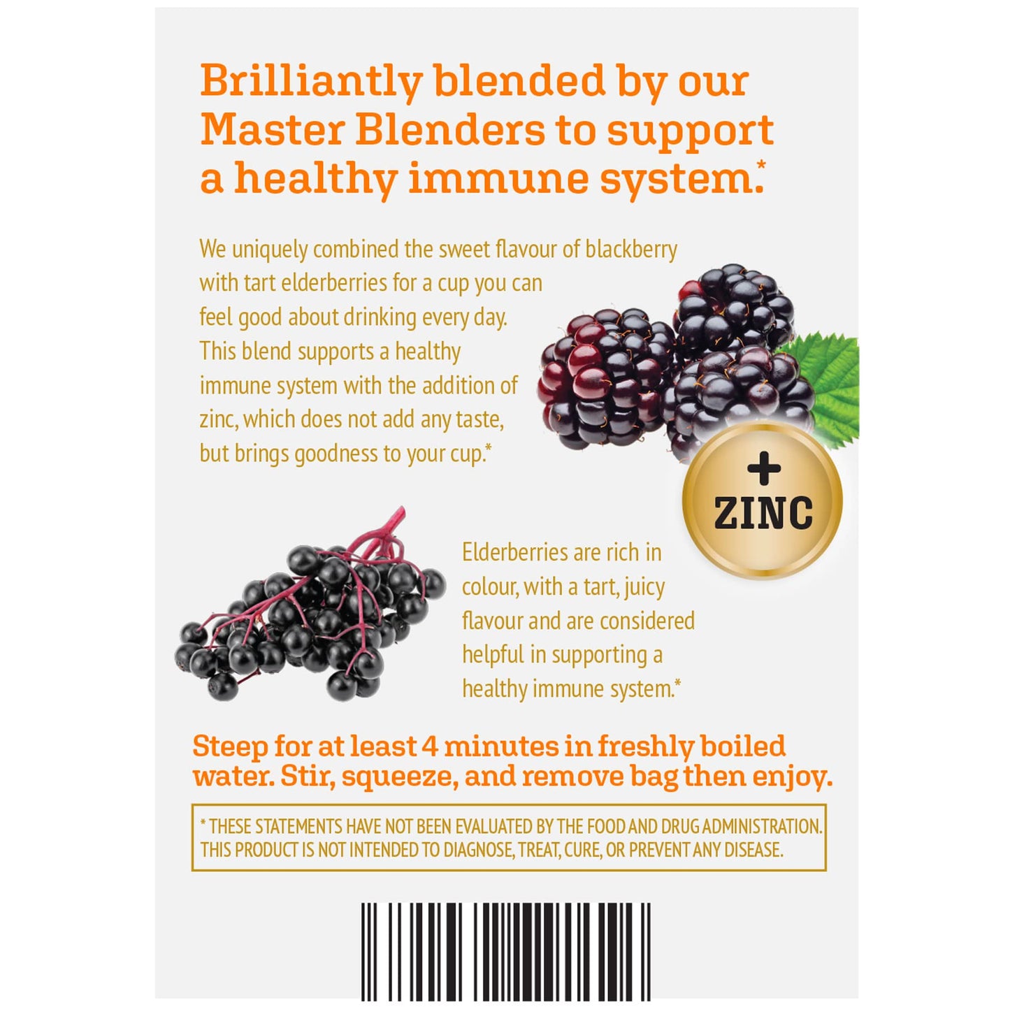 Twinings Herbal Tea - Superblends Immune Support+ Zinc, Blackberry & Elderberry, Caffeine-Free, 16 Teabags, Hot or Iced, 16 Count