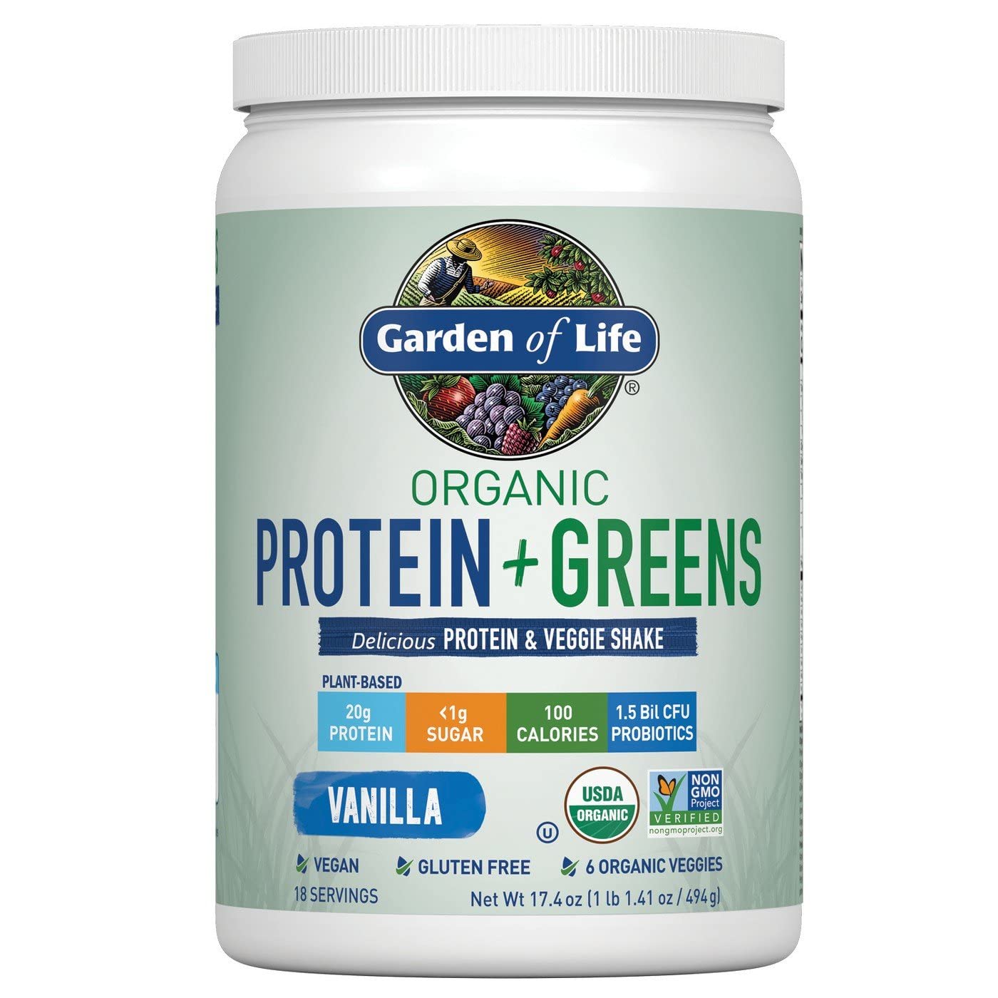 Garden of Life Organic Protein + Greens Shake Mix Vanilla - 17.4oz, pack of 1