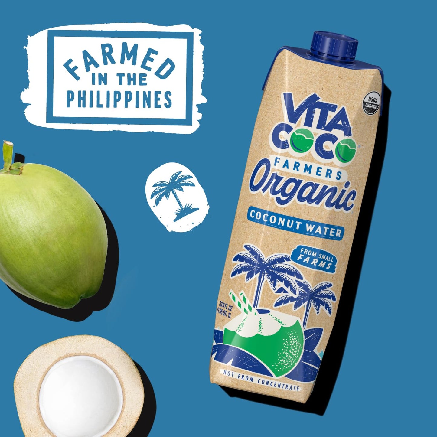 Vita Coco Organic Coconut Water, 33.8 Fl Oz, Pack of 1, Refreshing Natural Beverage