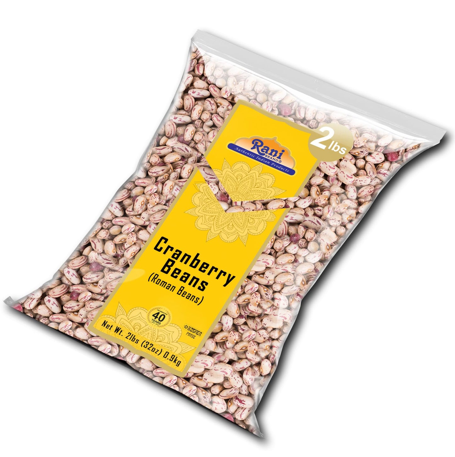 Rani Cranberry Beans (Roman Beans) 32Oz (2Lbs) 908G ~ All Natural | Vegan | Gluten Friendly | Non-Gmo | Kosher | Product Of Usa
