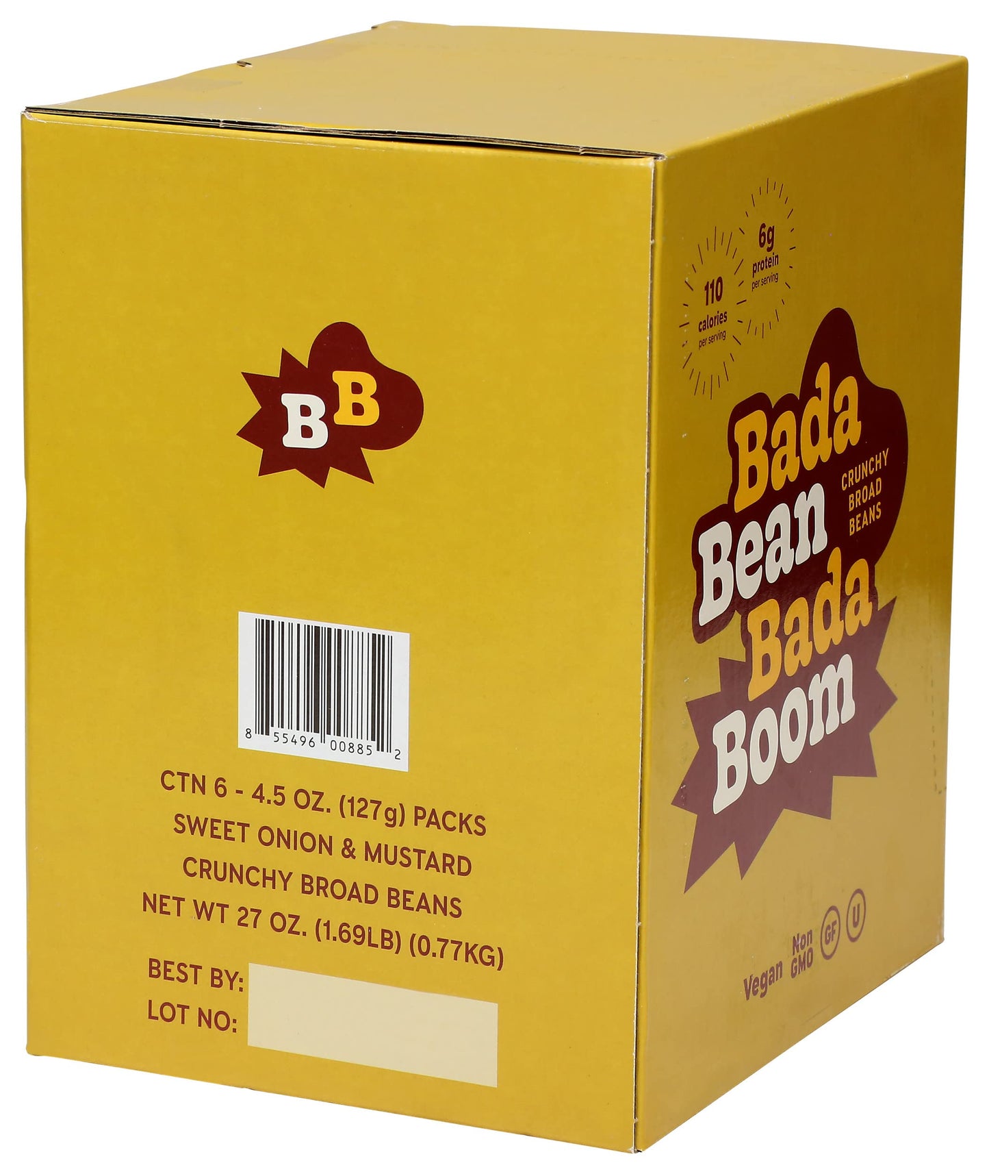Bada Bean Bada Boom Plant-Based Protein, Gluten Free, Vegan, Crunchy Roasted Broad (Fava) Bean Snacks, 110 Calories Per Serving,