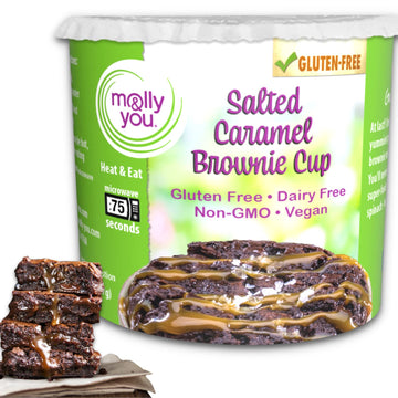 Molly And You Salted Caramel Gluten-Free Brownie Cup (Pack Of 6) - Microwave Brownie Mix In A Cup, Single Serve Dessert Cup Snac