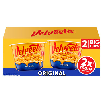 Velveeta Shells & Cheese Original Microwaveable Shell Pasta & Cheese Sauce Big Cup, 2 ct Pack, 5 oz Cups