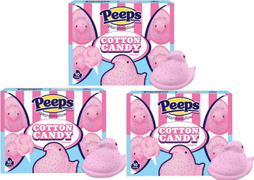 PEEPS Easter Marshmallow Chicks, Variety Pack, 10 Count (Assorted Flavors & Colors) (3 count, Cotton Candy Chicks Marshmallow Pe